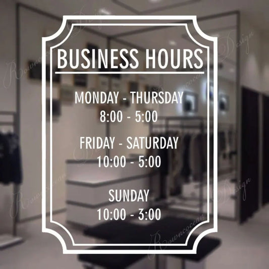 Business Hours, Store Sign, Store Display Decal, Store Front Hours, Store Front Decal, Boutique Decal, Business Sign, Office Door Sign, Gift