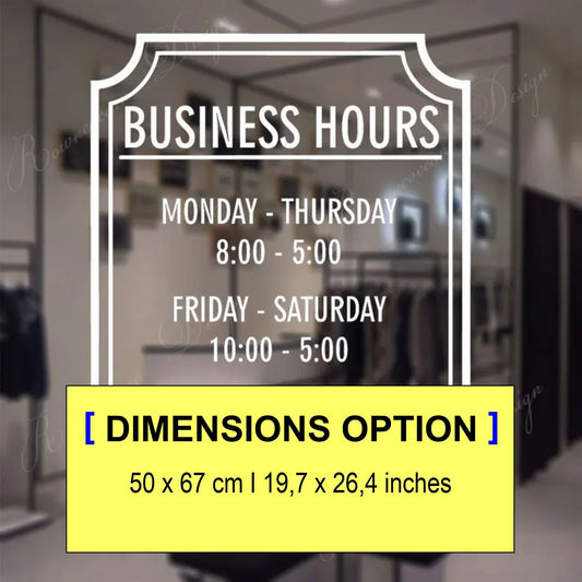 Business Hours, Store Sign, Store Display Decal, Store Front Hours, Store Front Decal, Boutique Decal, Business Sign, Office Door Sign, Gift