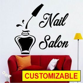 Hair Salon Décor, Decal Nail Salon, Wall Decal Beauty Salon, Sticker Logo Lettering, Scissors Art Fashion Girl Woman Vinyl Decals